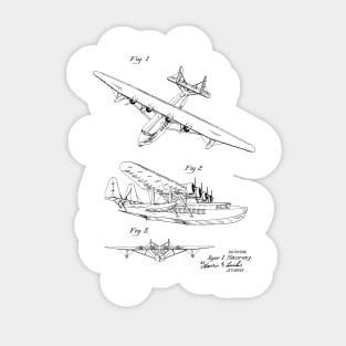 Airplane Vintage Patent Drawing Sticker